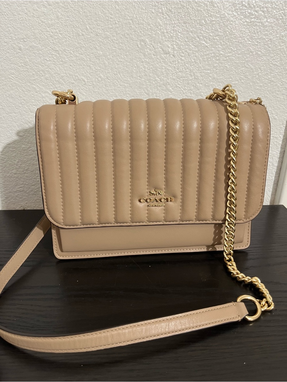 Coach Klare Crossbody Shoulder Bag Linear Quilting Taupe
